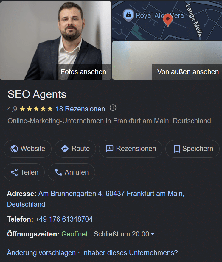 Google Unternehmensprofil als Knowledge Panel in der Google-Suche